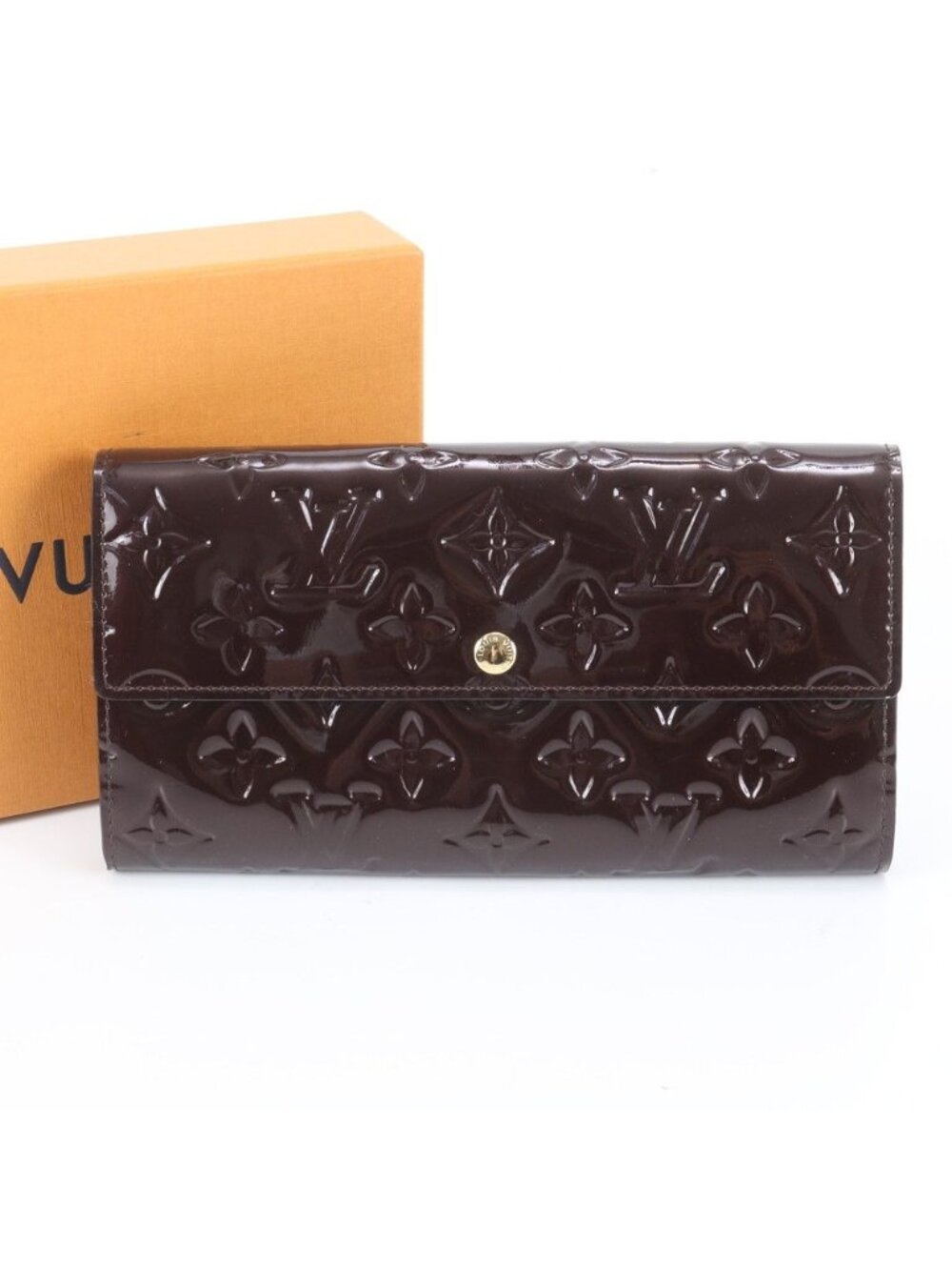 Louis Vuitton Monogram Vernis Portefeuille Sarah Amarante Leather Wallet